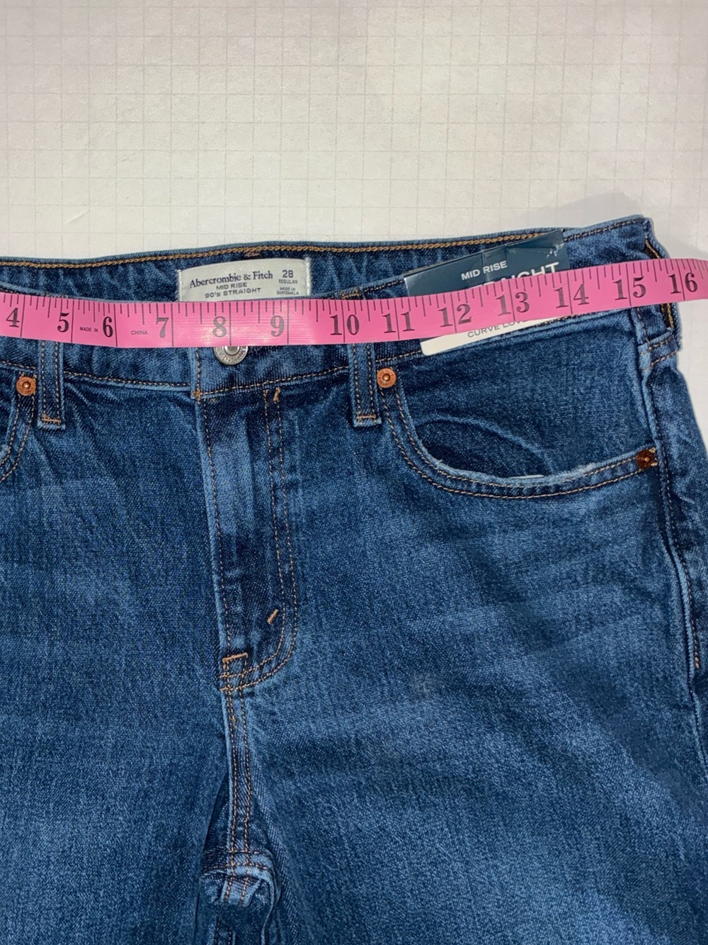 Abercrombie & Fitch 28R Dark Blue Mid Rise (90'sStraight style) Jeans Curve Love - Picture 6 of 16